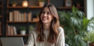 Le parcours étonnant de SocialMediaGirl dans la blogosphère Femme concentrée travaillant à son bureau à domicile