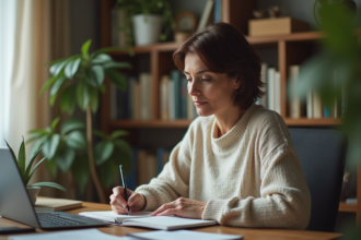 Femme d'âge moyen dans un bureau calme et organisé