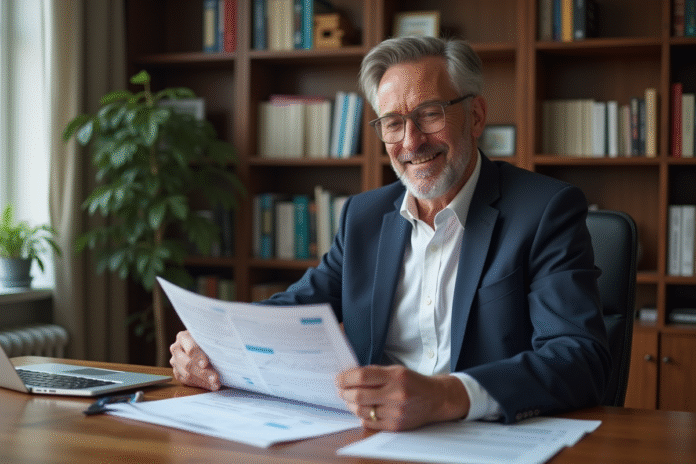 Homme d'affaires en costume dans son bureau professionnel