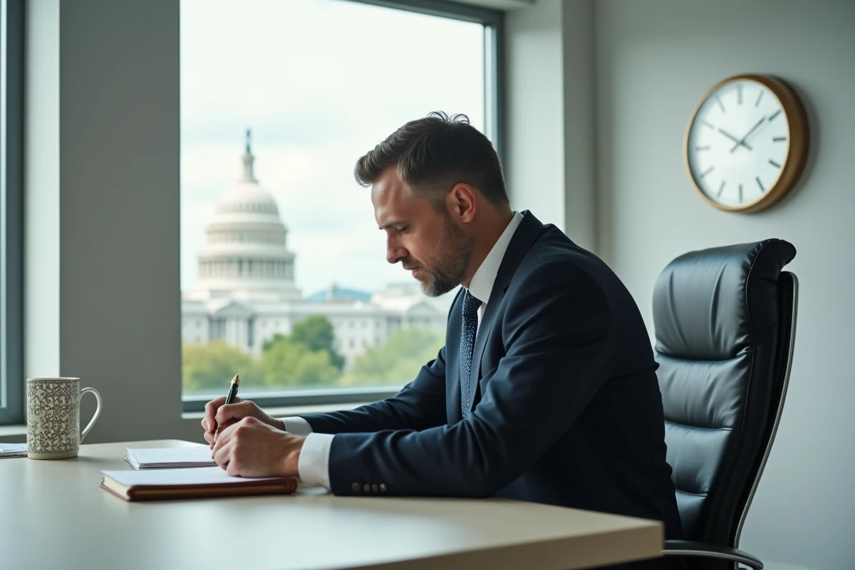 Homme d affaires vérifiant une horloge dans un bureau moderne