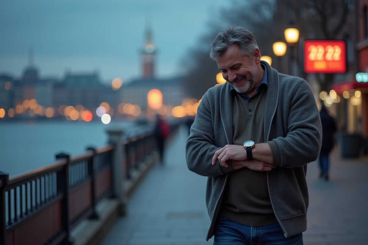 Homme marche seul le long d