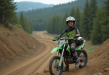 Pourquoi opter pour une Kawasaki 125 cross pour débuter en motocross ? Jeune garçon en équipement motocross avec moto Kawasaki 125