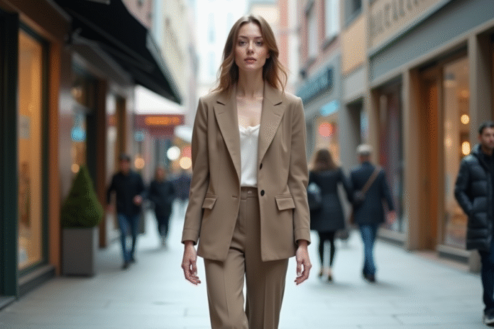 jeune-femme-mode-urbaine Jeune femme élégante marche dans la ville moderne