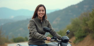 Les meilleures motos neuves 125 homologuées pour 2025 Jeune femme souriante sur moto 125cc en nature