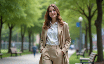 Femme parfaite physiquement : traits et critères à connaître pour la définir! Jeune femme souriante dans un parc urbain verdoyant