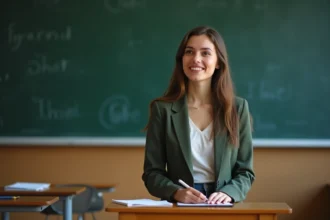 Jeune femme confiante lors d'une présentation en classe