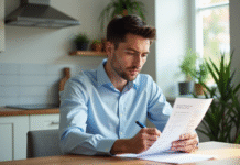 Prêt étudiant : se libérer efficacement d’une dette rapidement Jeune homme en chemise bleue vérifiant une liste de prêt étudiant