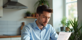 Prêt étudiant : se libérer efficacement d’une dette rapidement Jeune homme en chemise bleue vérifiant une liste de prêt étudiant