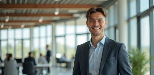 Choisir un métier en Z : quels avantages ? Jeune professionnel dans un bureau moderne avec lumière naturelle
