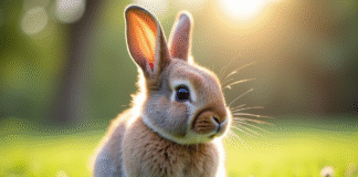 Lapin dwarf lop sur l'herbe verte en extérieur