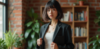 Non binaires : comment s’habiller pour exprimer son identité de genre Jeune adulte androgynes en blazer et jupe dans un appartement