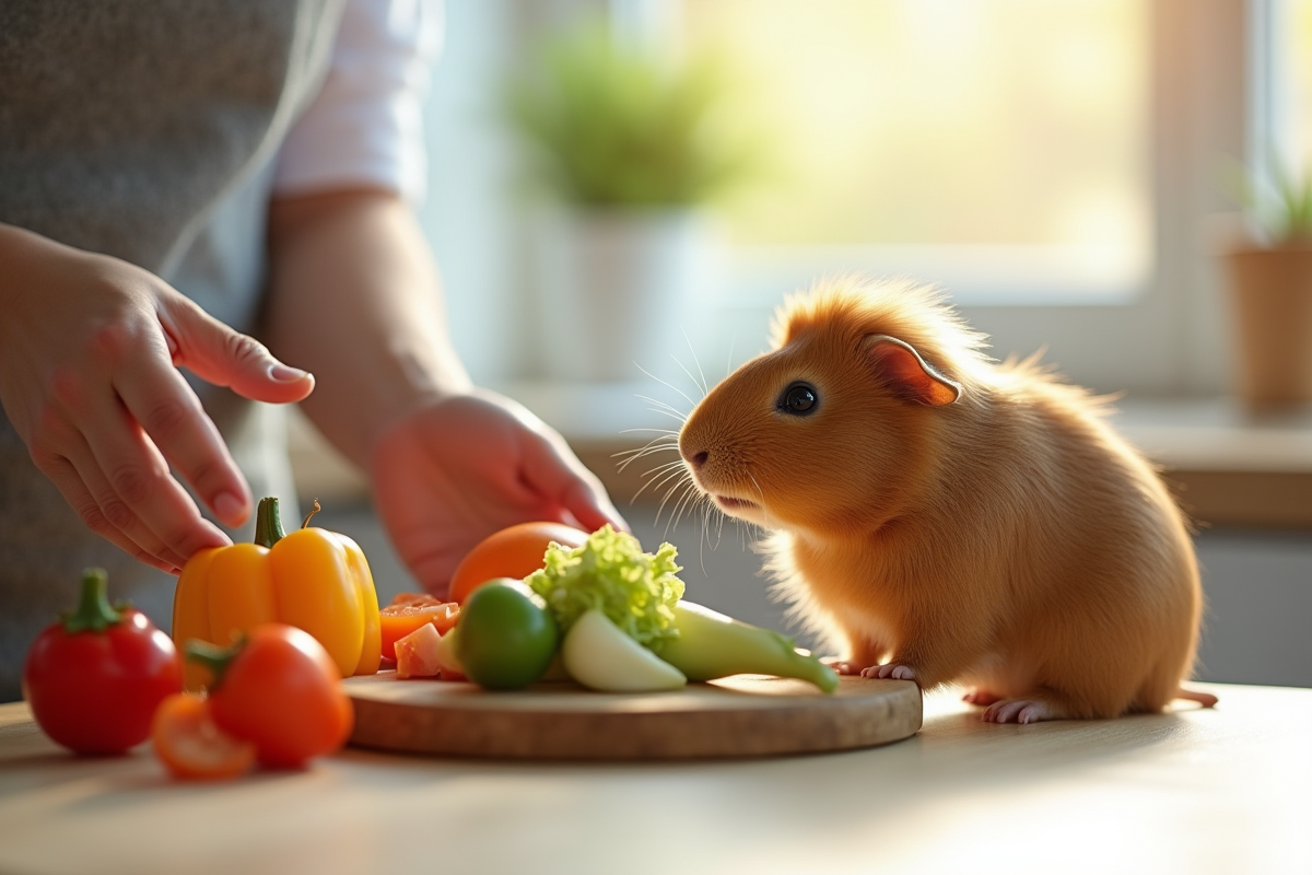 Mains offrant des légumes sains à un cochon d