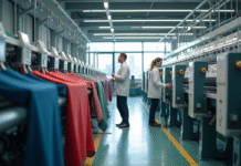Intérieur d une usine textile moderne avec machines avancées