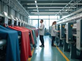 Intérieur d une usine textile moderne avec machines avancées