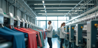 Intérieur d une usine textile moderne avec machines avancées