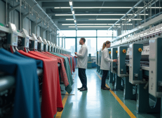 Intérieur d une usine textile moderne avec machines avancées