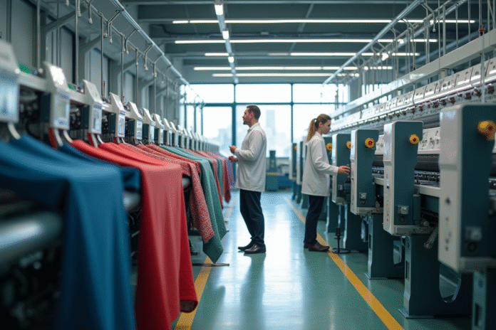 Intérieur d une usine textile moderne avec machines avancées