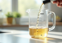 Verre mesureur en cuisine avec 100 cl versés