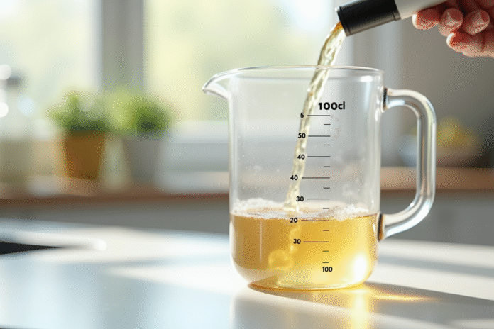 Verre mesureur en cuisine avec 100 cl versés